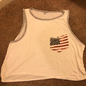 American Flag Pocket White Tank